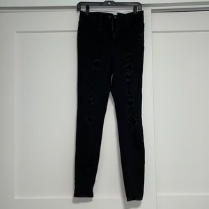 Levi high rise skinny distressed jeans